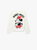 Minnie Mouse Baskılı Uzun Kollu Bisiklet Yaka Lisanslı Sweatshirt