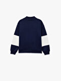 Uzun Kollu Yarım Fermuarlı Dik Yaka Nakışlı Oversize Sweatshirt