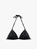 Taş Detaylı Üçgen Bikini Üstü