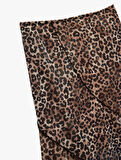 Asimetrik Kesim Katlı Leopar Desenli Midi Etek