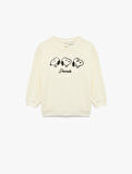 Lisanslı Snoopy Baskılı Uzun Kollu Pamuklu Sweatshirt