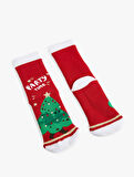 Yılbaşı Baskılı Pamuklu Soket Havlu Çorap