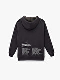 Uzun Kollu Kapüşonlu Arkası Baskılı Oversize Sweatshirt