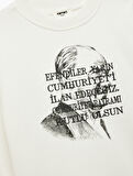 Pamuklu Atatürk Baskılı Bisiklet Yaka Uzun Kollu Sweatshirt
