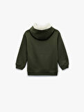 Uzun Kollu Baskılı Kapşonlu Oversize Sweatshirt