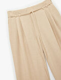 Beli Bağcıklı Pileli Düz Geniş Paça Palazzo Pantolon