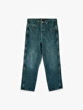 Oversize Cepli Pamuklu Normal Bel Bol Baggy Jean Pantolon