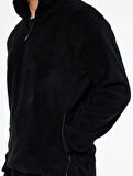 Regular Fit Cepli Yarım Fermuarlı Polar Sweatshirt