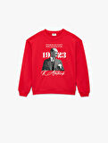 Atatürk Baskılı Uzun Kollu Bisiklet Yaka Sweatshirt