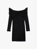 Koton X Sibil Çetinkaya - Kayık Yaka Uzun Kollu Taşlı Bodycon Mini Abiye Elbise