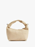 Suni Deri Saplı Örgü Dokulu Askılı Çapraz Çanta