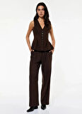 Koton Normal Bel Loose Fit Kahve Kadın Pantolon 6WAK40157PW