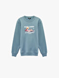 Uzun Kollu Regular Fit Bisiklet Yaka Baskılı Sweatshirt