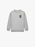 Uzun Kollu Bisiklet Yaka Baskılı Sweatshirt