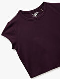 Slim Fit Kısa Kollu Bisiklet Yaka Crop Spor Tişört