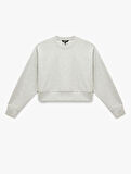 Uzun Kollu Bisiklet Yaka Oversize Crop Spor Sweatshirt