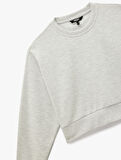 Uzun Kollu Bisiklet Yaka Oversize Crop Spor Sweatshirt
