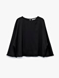 Uzun Kollu Bisiklet Yaka Volanlı Bluz