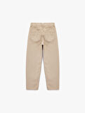 Pamuklu Rahat Kesim Cepli Denim Pantolon