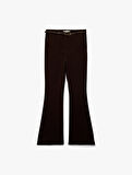 Slim Fit Cepli Viskon Karışımlı Kemer Detaylı İspanyol Paça Pantolon