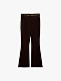 Slim Fit Cepli Viskon Karışımlı Kemer Detaylı İspanyol Paça Pantolon