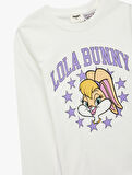 Lisanslı Lola Bunny Baskılı Uzun Kollu Bisiklet Yaka Pamuklu Tişört