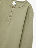 Pamuklu Uzun Kollu Düğmeli Tişört