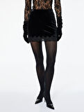 Dantel Detaylı Kadife Mini Etek