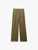 Aerobin Kumaş Beli Lastikli Cepli Geniş Paça Saten Pantolon