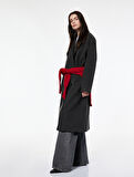 Koton X Şahika Ercümen - Oversize Kaban Kaşe Uzun Düğmeli Cepli Kruvaze