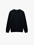 Regular Fit Uzun Kollu Dokulu Basic Bisiklet Yaka Sweatshirt