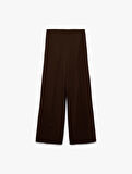 Normal Bel Düz Geniş Paça Kumaş Pantolon 