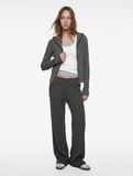 Fermuarlı Kapüşonlu Uzun Kollu Slim Fit Viskon Hırka