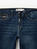 Düğmeli Cepli Slim Fit Düşük Bel İspanyol Paça Jean Pantolon - Flare Jeans