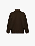 Uzun Kollu Şardonlu Basic Yarım Fermuarlı Sweatshirt
