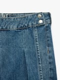 Pamuklu Pileli Cepli Denim Şort Etek