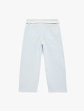 Kemer Detaylı Pamuklu Kısa Geniş Paça Pantolon - Wide Leg Jeans