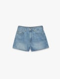Normal Bel Cepli Düğmeli Pamuklu Mini Denim Şort