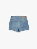 Normal Bel Cepli Düğmeli Pamuklu Mini Denim Şort
