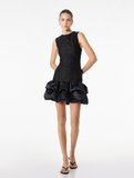 Slim Fit Kolsuz Bisiklet Yaka Dantel Volanlı Mini Elbise