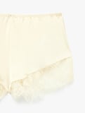 Beli Lastikli Rahat Kalıp Dantelli Saten Şort Pijama Altı