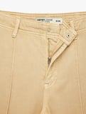 Normal Bel Cep Detaylı Nervürlü Kısa Geniş Paça Pantolon - Culotte Jeans