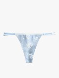 Pamuklu Çiçek Desenli Dantelli Lastik Detaylı Çizgili String Külot