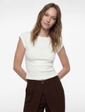Slim Fit Kısa Kollu Kayık Yaka Kaşkorse Pamuklu Tişört