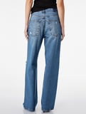 Normal Bel Yıpratma Detaylı Cepli Pamuklu Baggy Jean Pantolon 