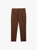 Regular Fit Beli Lastikli Düğmeli Düz Paça Keten Karışımlı Chino Pantolon