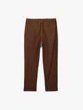 Regular Fit Beli Lastikli Düğmeli Düz Paça Keten Karışımlı Chino Pantolon