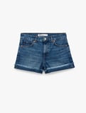 Pamuklu Düğmeli Normal Bel Katlı Paça Mini Denim Şort