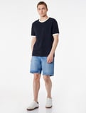 Pamuklu Cepli Bermuda Straight Fit Jean Şort