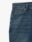 Normal Bel Pamuklu Bermuda Slim Fit Jean Şort